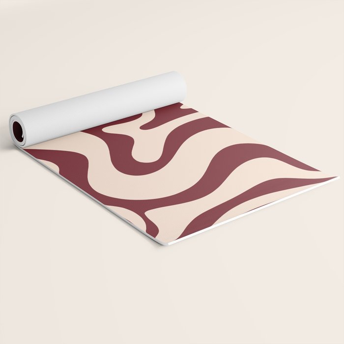 Retro Liquid Swirl Abstract Pattern in Cinnamon Cocoa and Cream  Yoga Mat Gallery Image 2