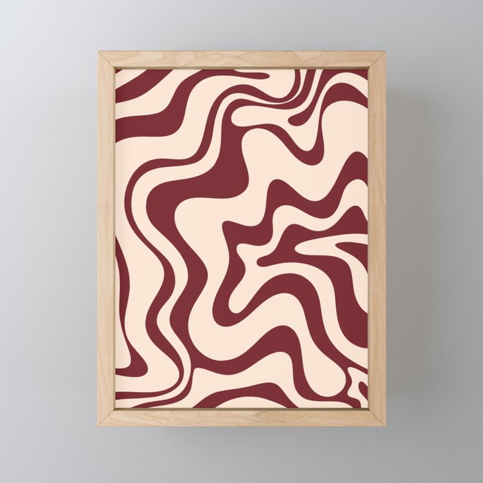 Retro Liquid Swirl Abstract Pattern in Cinnamon Cocoa and Cream  Mini Art Print Gallery Image 1