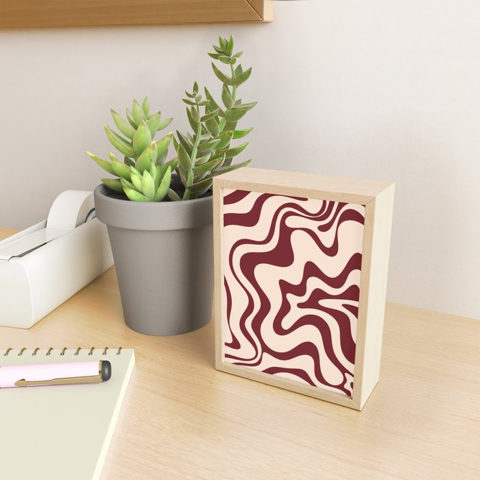 Retro Liquid Swirl Abstract Pattern in Cinnamon Cocoa and Cream  Mini Art Print Gallery Image 2