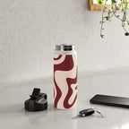 Retro Liquid Swirl Abstract Pattern in Cinnamon Cocoa and Cream  Water Bottle Gallery Image 4