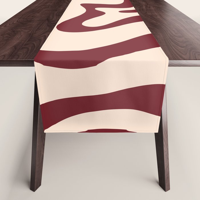 Retro Liquid Swirl Abstract Pattern in Cinnamon Cocoa and Cream  Table Runner Gallery Image 1