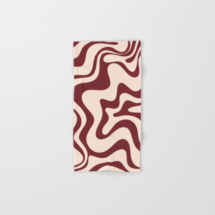 Retro Liquid Swirl Abstract Pattern in Cinnamon Cocoa and Cream  Bath Towel Gallery Image 1
