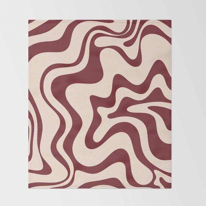 Retro Liquid Swirl Abstract Pattern in Cinnamon Cocoa and Cream  Throw Blanket Gallery Image 2