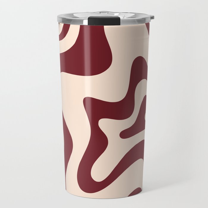 Retro Liquid Swirl Abstract Pattern in Cinnamon Cocoa and Cream  Travel Mug Gallery Image 1