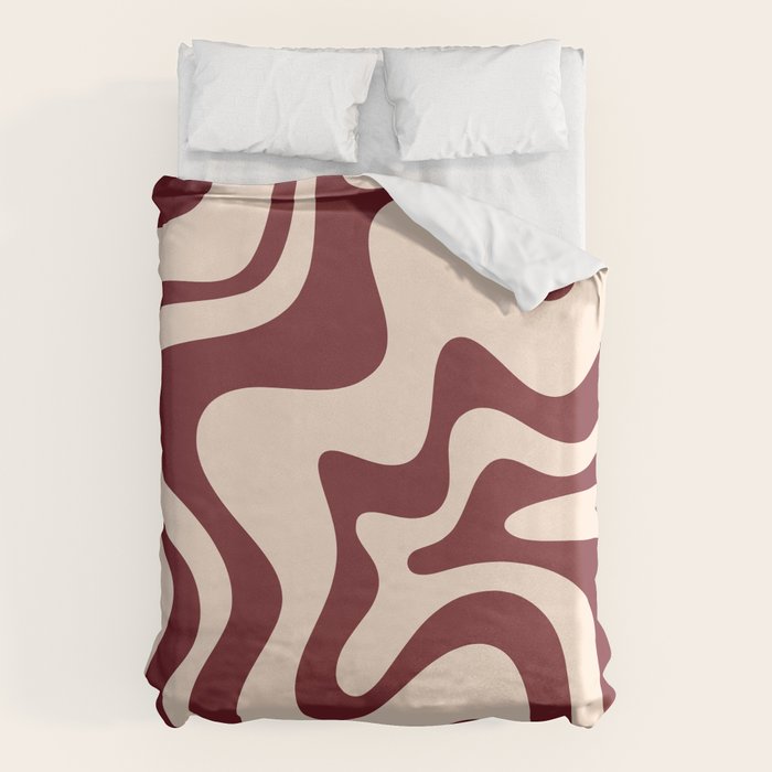 Retro Liquid Swirl Abstract Pattern in Cinnamon Cocoa and Cream  Duvet Cover Gallery Image 6