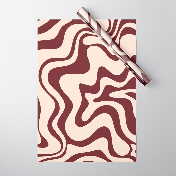 Retro Liquid Swirl Abstract Pattern in Cinnamon Cocoa and Cream  Wrapping Paper Gallery Image 1