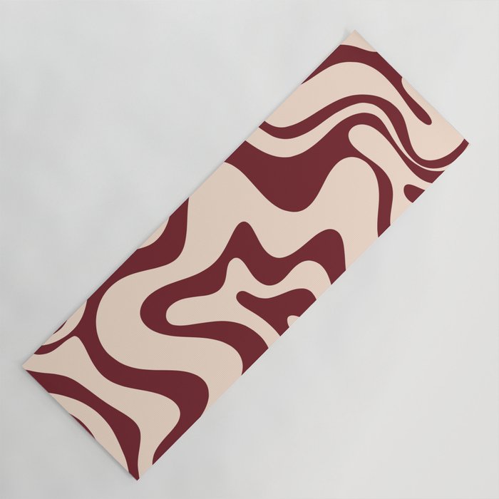 Retro Liquid Swirl Abstract Pattern in Cinnamon Cocoa and Cream  Yoga Mat Gallery Image 1
