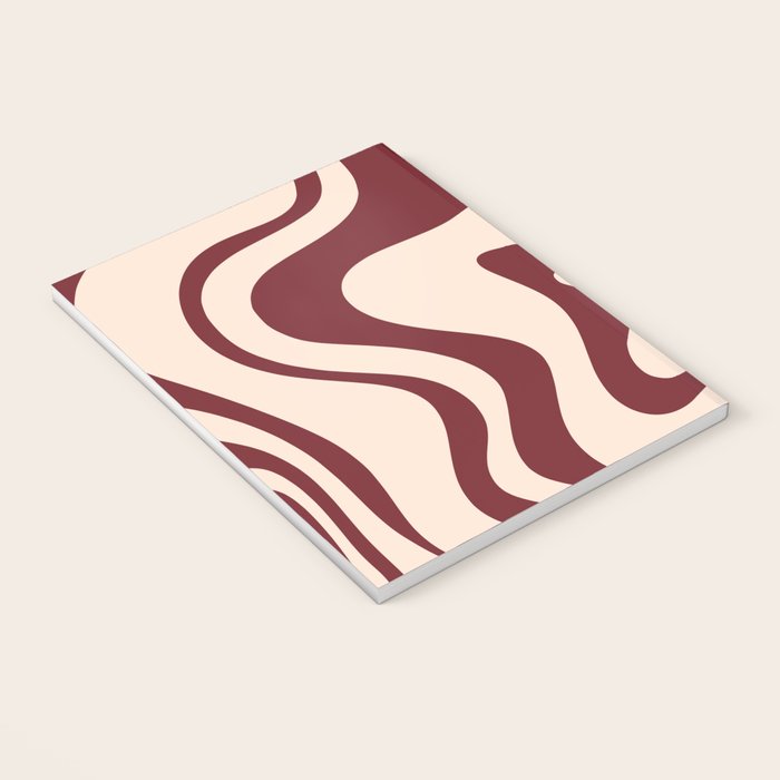 Retro Liquid Swirl Abstract Pattern in Cinnamon Cocoa and Cream  Notebook Gallery Image 3