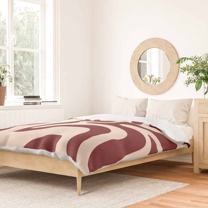 Retro Liquid Swirl Abstract Pattern in Cinnamon Cocoa and Cream  Duvet Cover Gallery Image 2