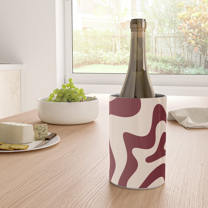 Retro Liquid Swirl Abstract Pattern in Cinnamon Cocoa and Cream  Wine Chiller Gallery Image 4