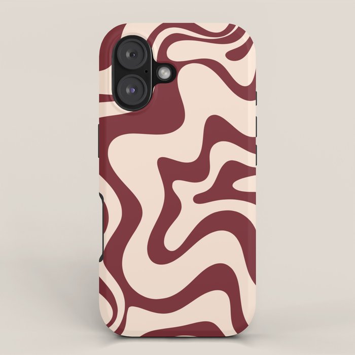 Retro Liquid Swirl Abstract Pattern in Cinnamon Cocoa and Cream  iPhone Case Gallery Image 1