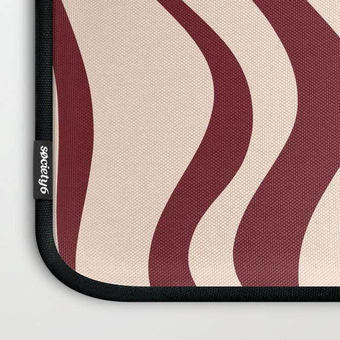 Retro Liquid Swirl Abstract Pattern in Cinnamon Cocoa and Cream  Laptop Sleeve Gallery Image 3