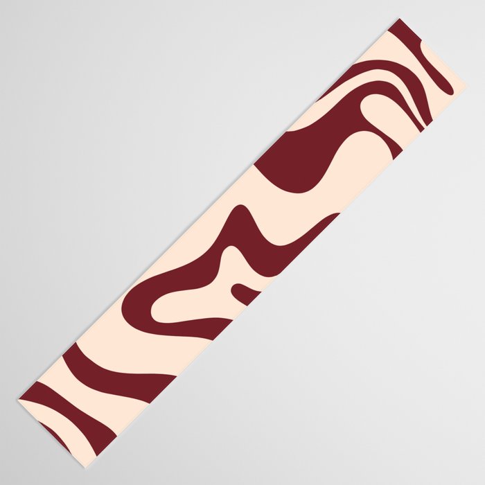 Retro Liquid Swirl Abstract Pattern in Cinnamon Cocoa and Cream  Table Runner Gallery Image 3
