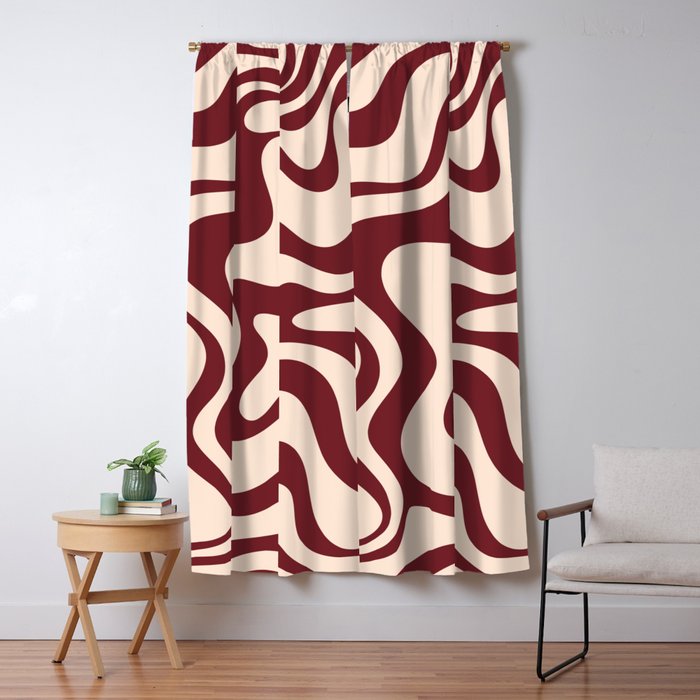 Retro Liquid Swirl Abstract Pattern in Cinnamon Cocoa and Cream  Window Curtain Gallery Image 5