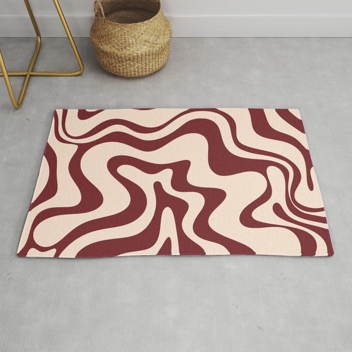 Retro Liquid Swirl Abstract Pattern in Cinnamon Cocoa and Cream  Rug Gallery Image 1