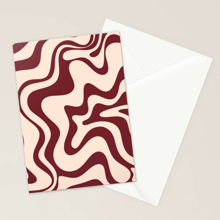 Retro Liquid Swirl Abstract Pattern in Cinnamon Cocoa and Cream  Stationery Card Gallery Image 2