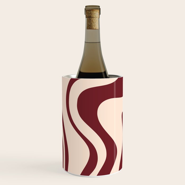 Retro Liquid Swirl Abstract Pattern in Cinnamon Cocoa and Cream  Wine Chiller Gallery Image 2