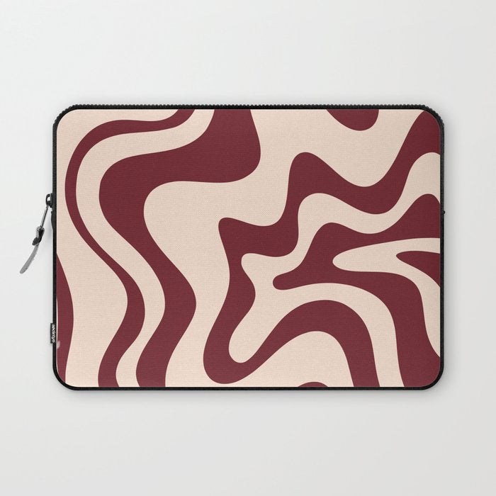 Retro Liquid Swirl Abstract Pattern in Cinnamon Cocoa and Cream  Laptop Sleeve Gallery Image 1