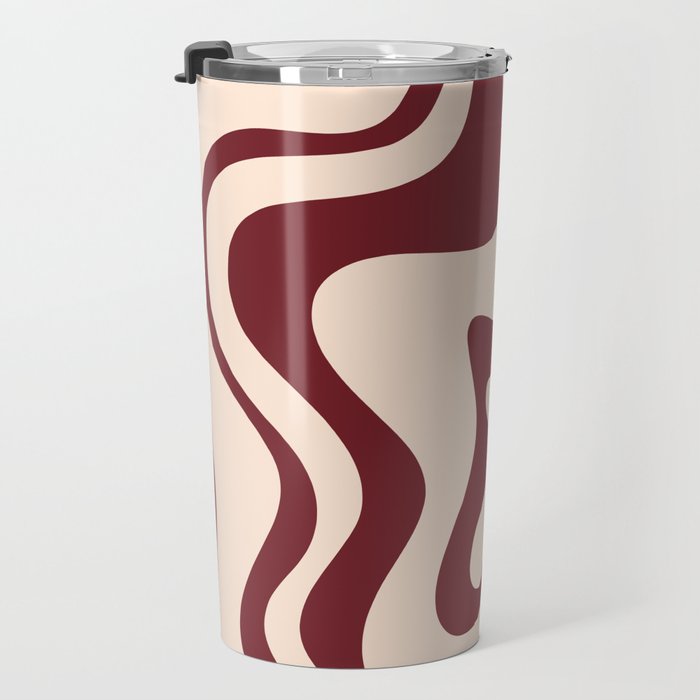 Retro Liquid Swirl Abstract Pattern in Cinnamon Cocoa and Cream  Travel Mug Gallery Image 3