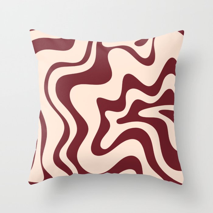 Retro Liquid Swirl Abstract Pattern in Cinnamon Cocoa and Cream  Throw Pillow Gallery Image 6