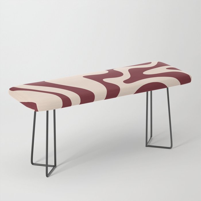 Retro Liquid Swirl Abstract Pattern in Cinnamon Cocoa and Cream  Bench Gallery Image 1
