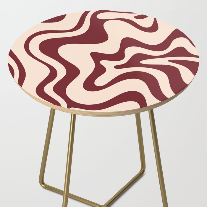 Retro Liquid Swirl Abstract Pattern in Cinnamon Cocoa and Cream  Side Table Gallery Image 2