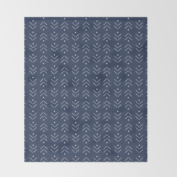 Arrow Lines Pattern in Navy Blue Throw Blanket Gallery Image 2