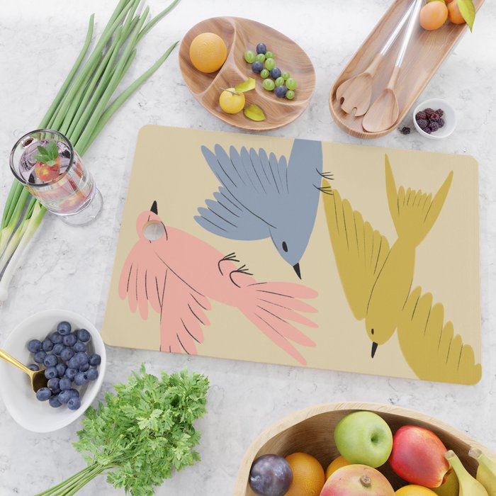 Flying Birds - Pastel Colors  Cutting Board Gallery Image 2