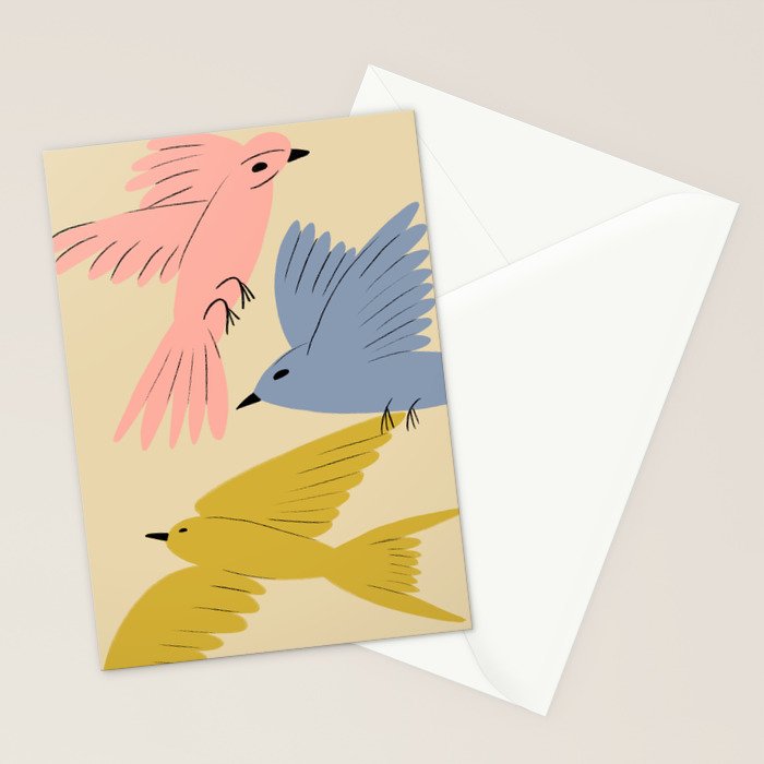 Flying Birds - Pastel Colors  Stationery Card Gallery Image 2