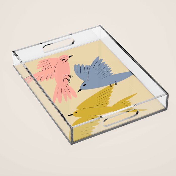 Flying Birds - Pastel Colors  Acrylic Tray Gallery Image 1