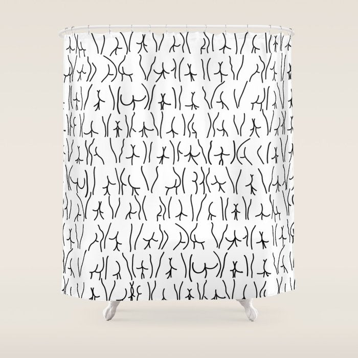 BUTTS Butts butts Black White Shower Curtain Gallery Image 1