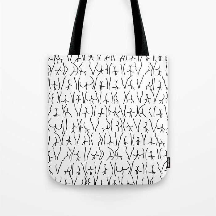 BUTTS Butts butts Black White Tote Bag Gallery Image 1