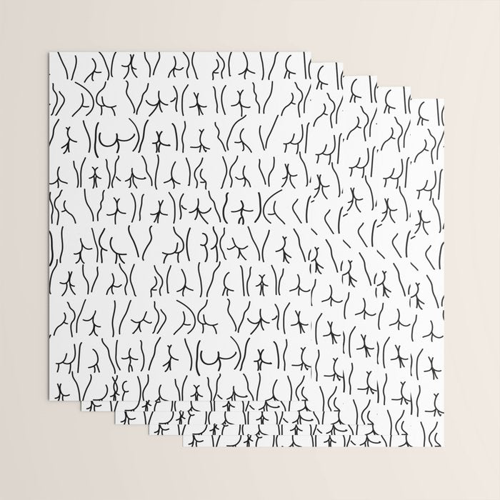 BUTTS Butts butts Black White Wrapping Paper Gallery Image 3