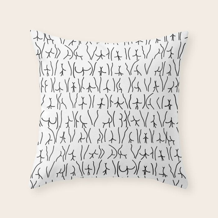 BUTTS Butts butts Black White Throw Pillow Gallery Image 6