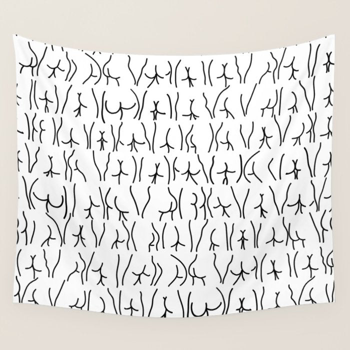 BUTTS Butts butts Black White Wall Tapestry Gallery Image 1