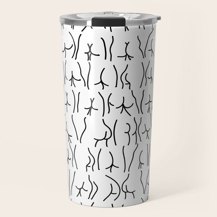 BUTTS Butts butts Black White Travel Mug Gallery Image 1
