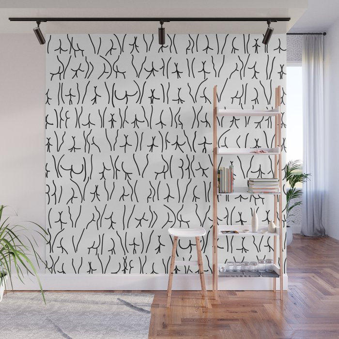 BUTTS Butts butts Black White Wall Mural Gallery Image 1