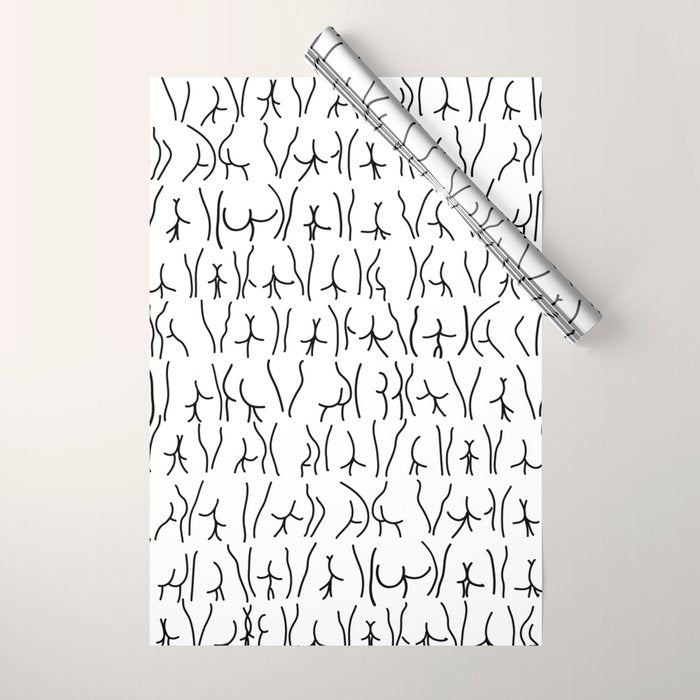 BUTTS Butts butts Black White Wrapping Paper Gallery Image 1