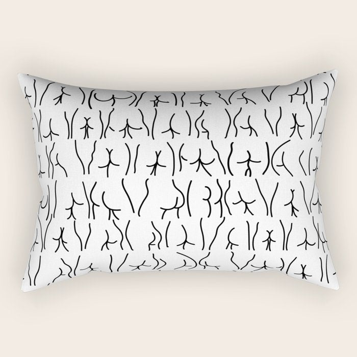 BUTTS Butts butts Black White Rectangular Pillow Gallery Image 2