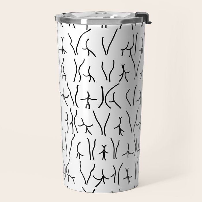 BUTTS Butts butts Black White Travel Mug Gallery Image 2