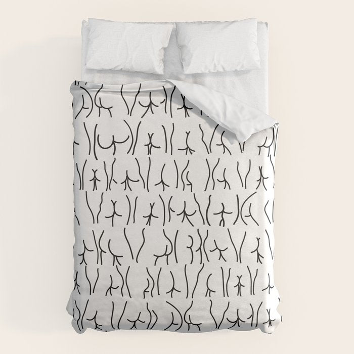 BUTTS Butts butts Black White Duvet Cover