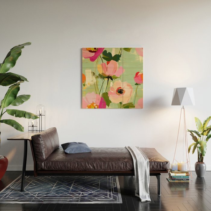 Bold Impressionist Floral Pattern Wood Wall Art Gallery Image 2