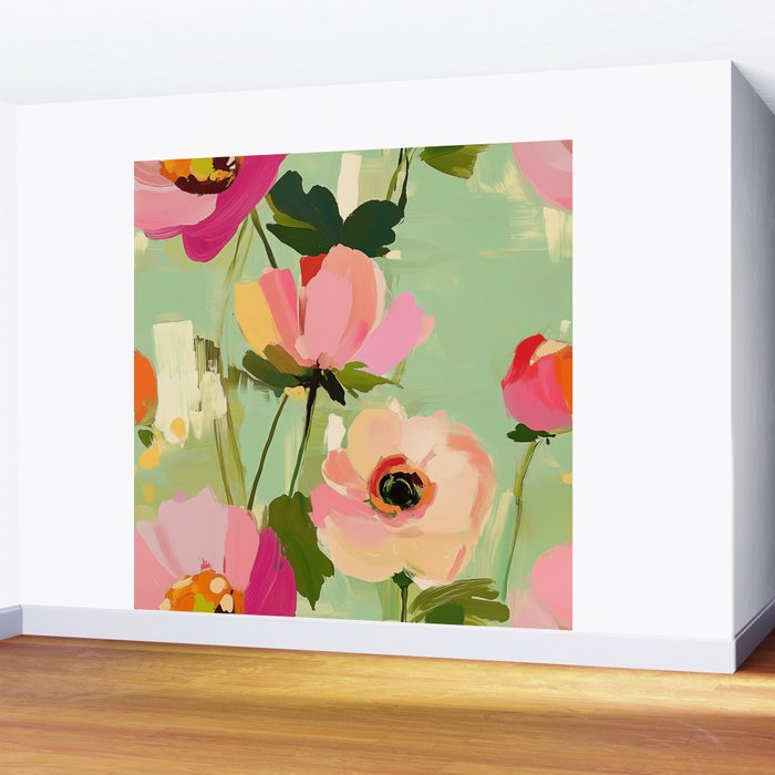 Bold Impressionist Floral Pattern Wall Mural Gallery Image 2