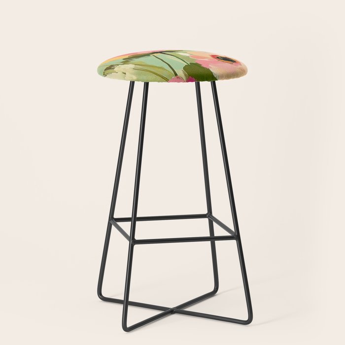 Bold Impressionist Floral Pattern Stool Gallery Image 1
