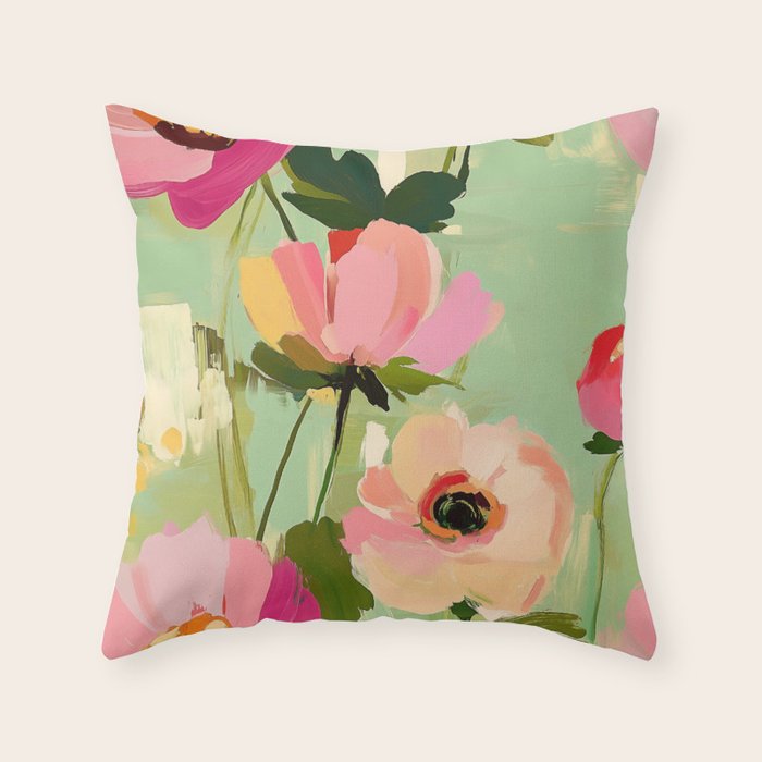 Bold Impressionist Floral Pattern Throw Pillow Gallery Image 6