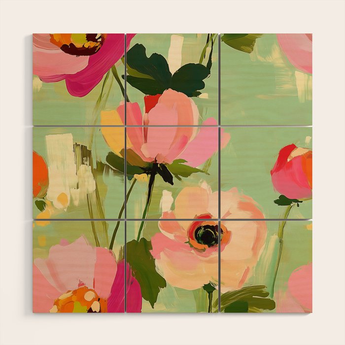 Bold Impressionist Floral Pattern Wood Wall Art Gallery Image 1