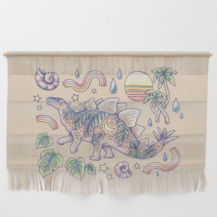  Jurassic Days, Jurassic Nights: Stegosaurus | Dinosaur Tropical Art Wall Hanging Gallery Image 1