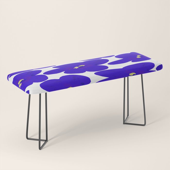 Blue Retro Flowers #decor #society6 #buyart Bench Gallery Image 1