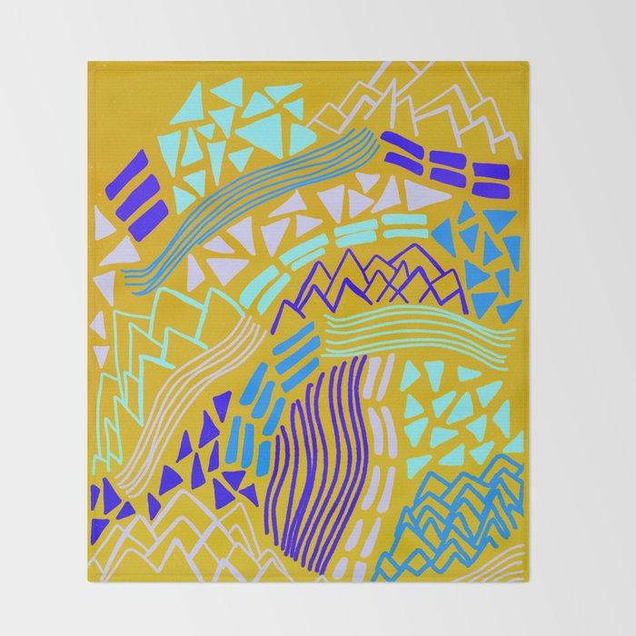 cascade, yellow Throw Blanket Gallery Image 2