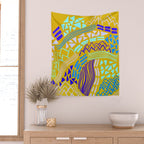cascade, yellow Wall Tapestry Gallery Image 2
